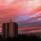 Abendrot im Stadtgebiet