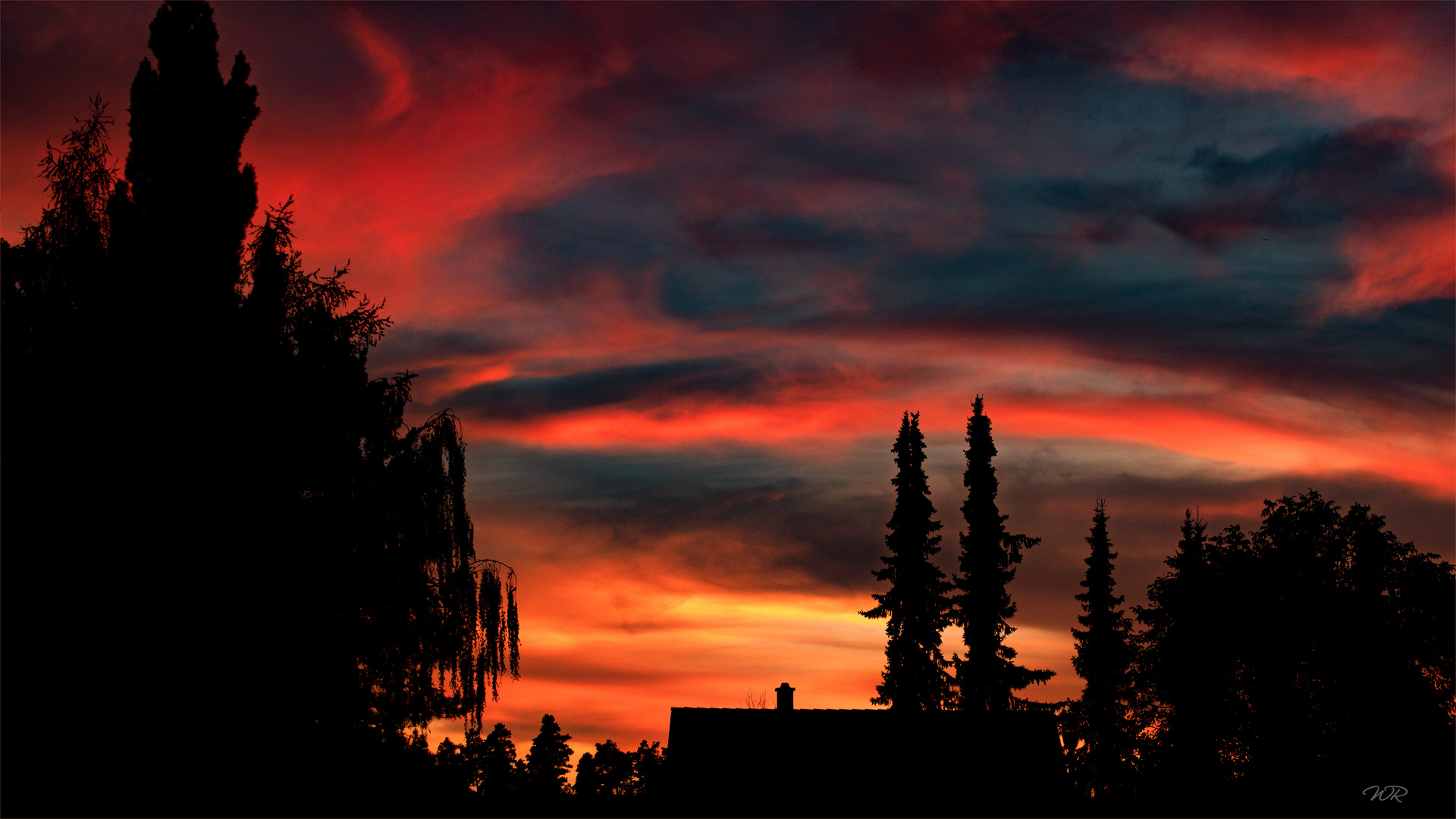 Abendrot in Büchenbach am 26.09.2018