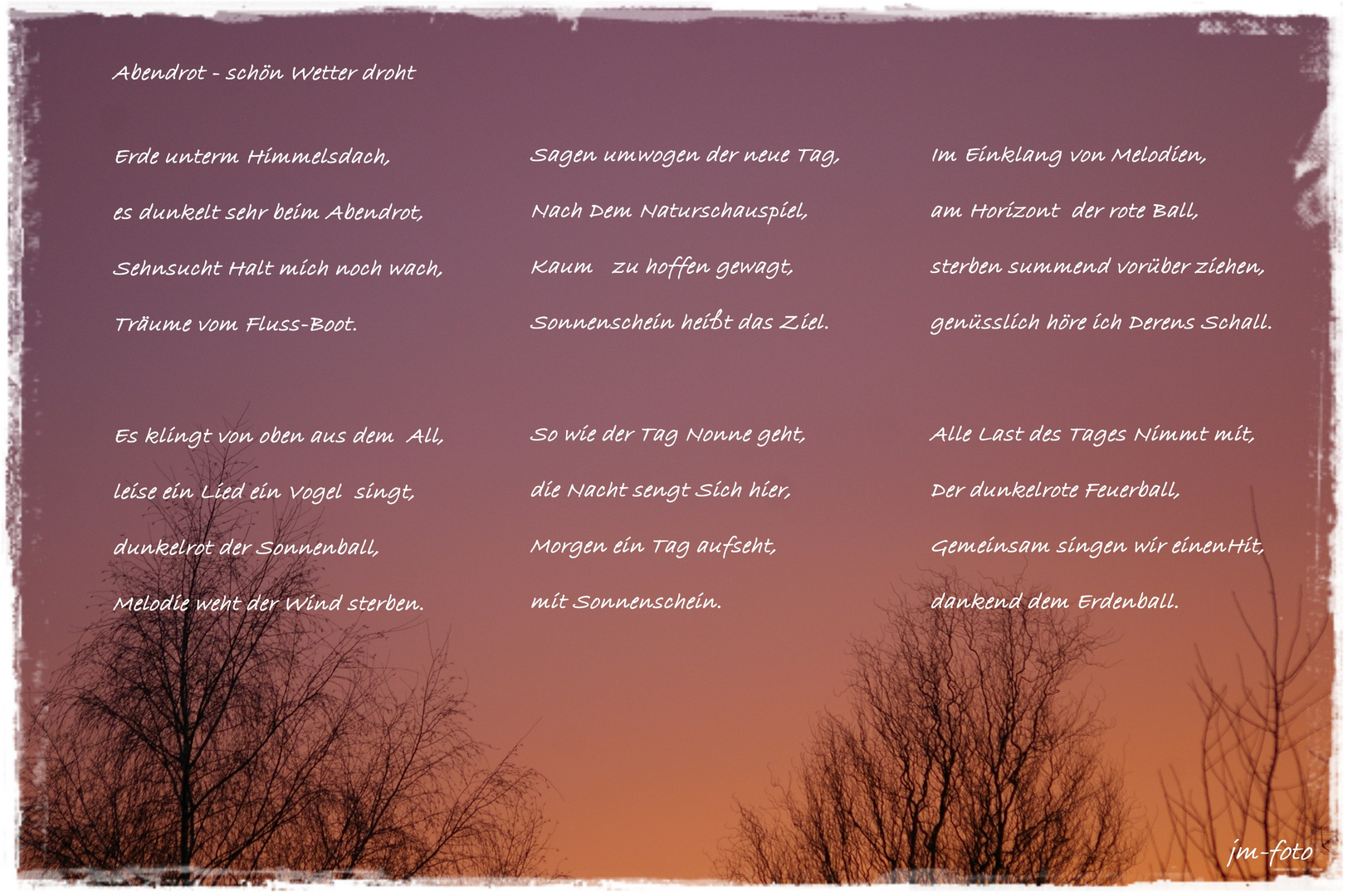 Abendrot mit Gedicht Foto & Bild gratulation und feiertage, wünsche