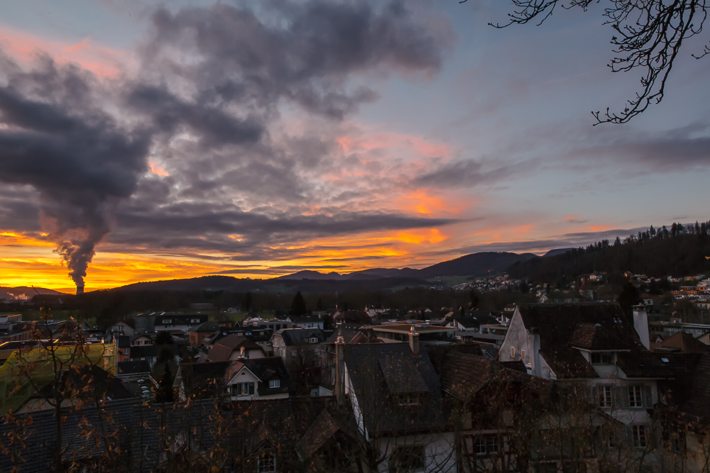 Abendrot über Aarau