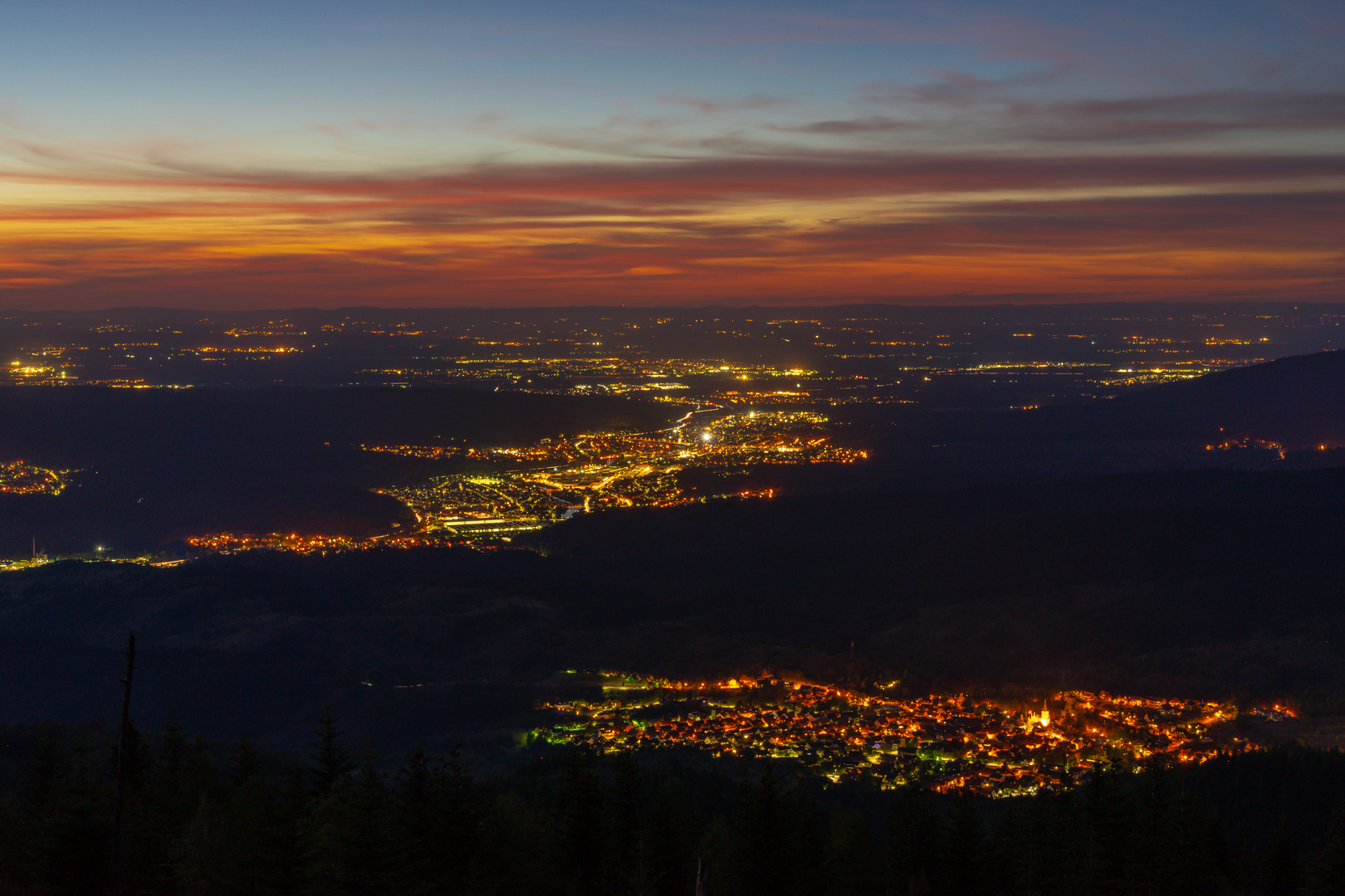 Abendrot über dem Nord-Schwarzwald