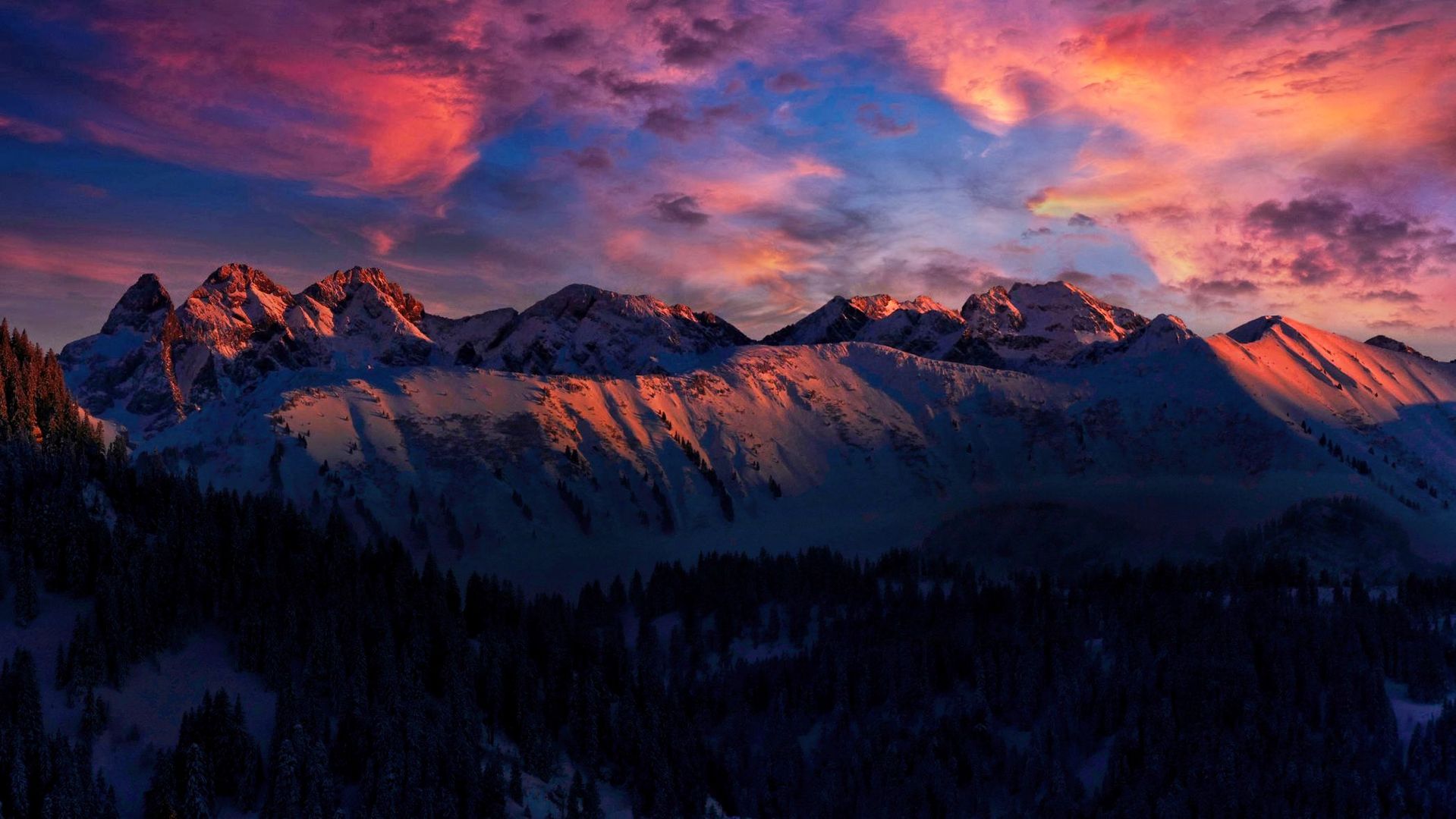 Abendrot über den Allgäuer Alpen 