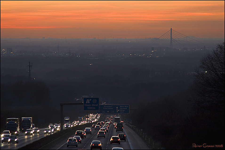 Abendrot über der A 46