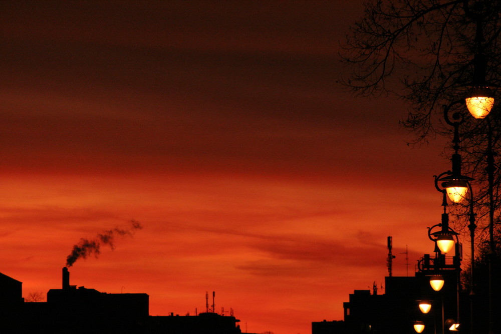 Abendrot über der Stadt