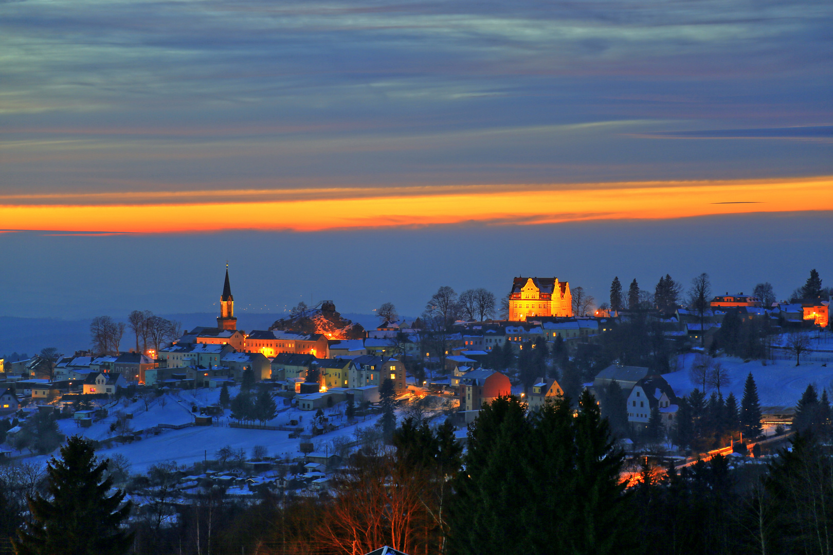 Abendrot über Schöneck