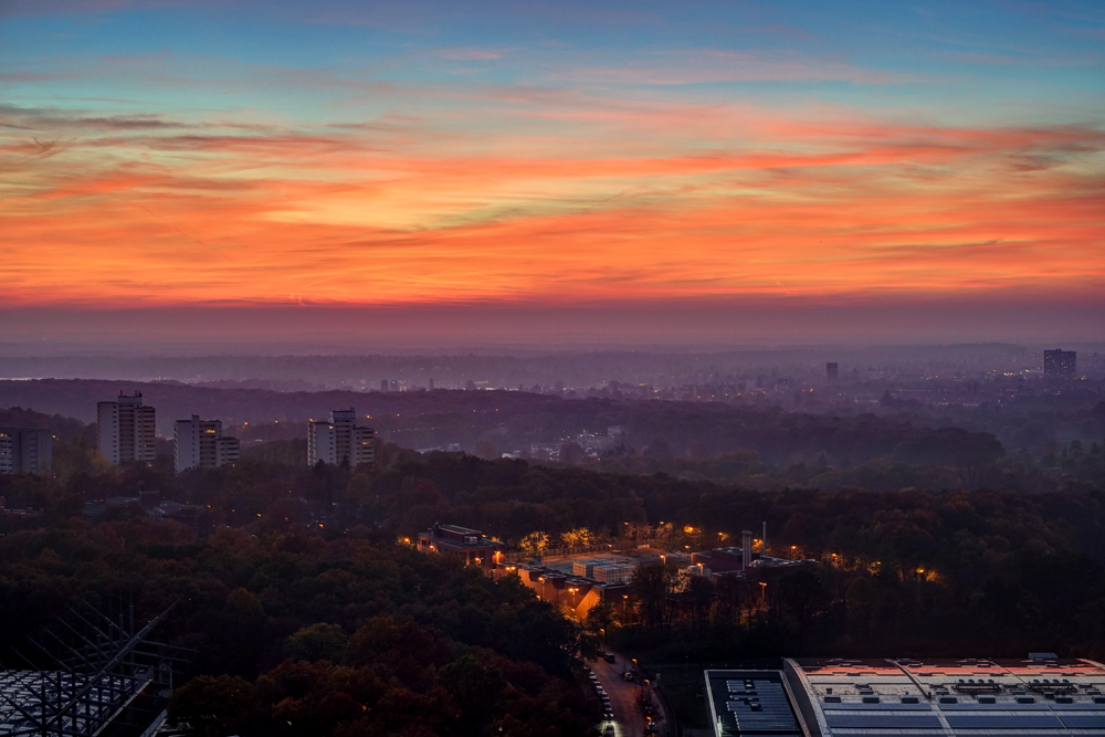 Abendrot und Bodennebel