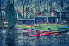 Abends am Bootshaus an der Oberalster