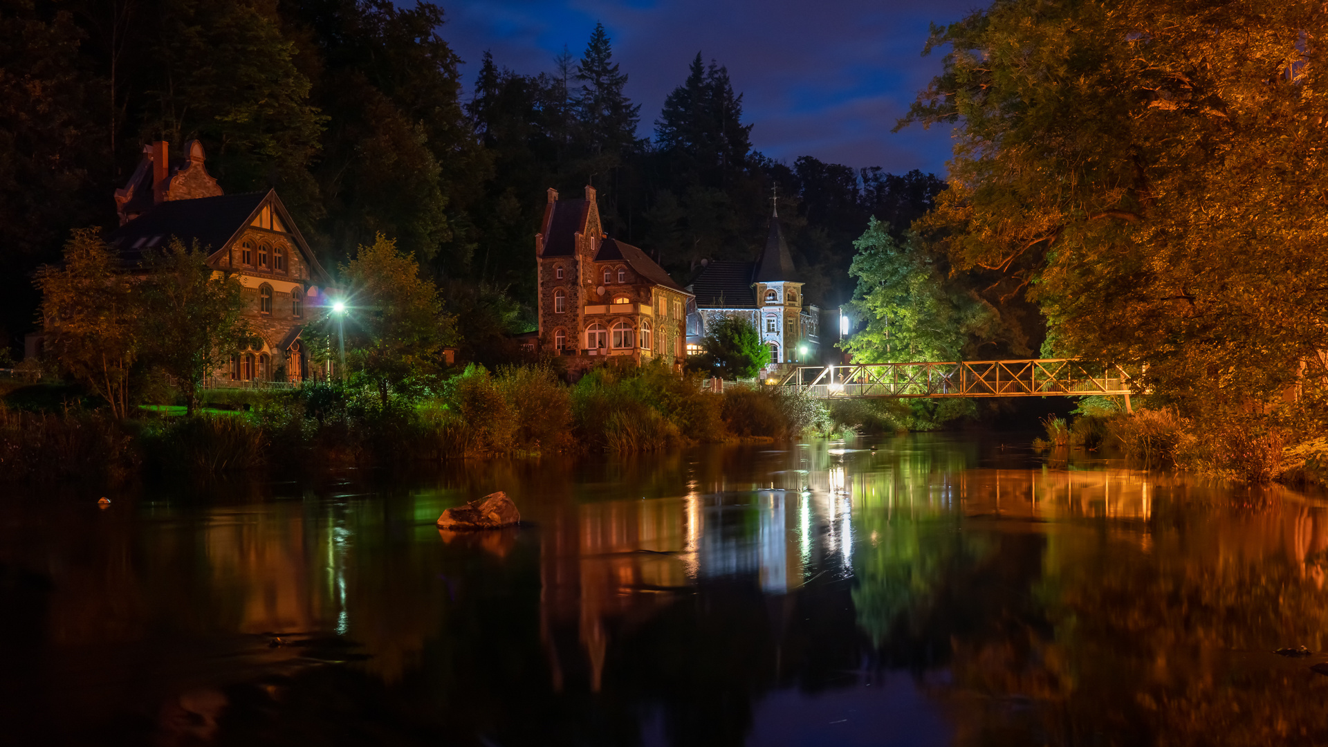 Abends am Hotel Bodeblick in Treseburg