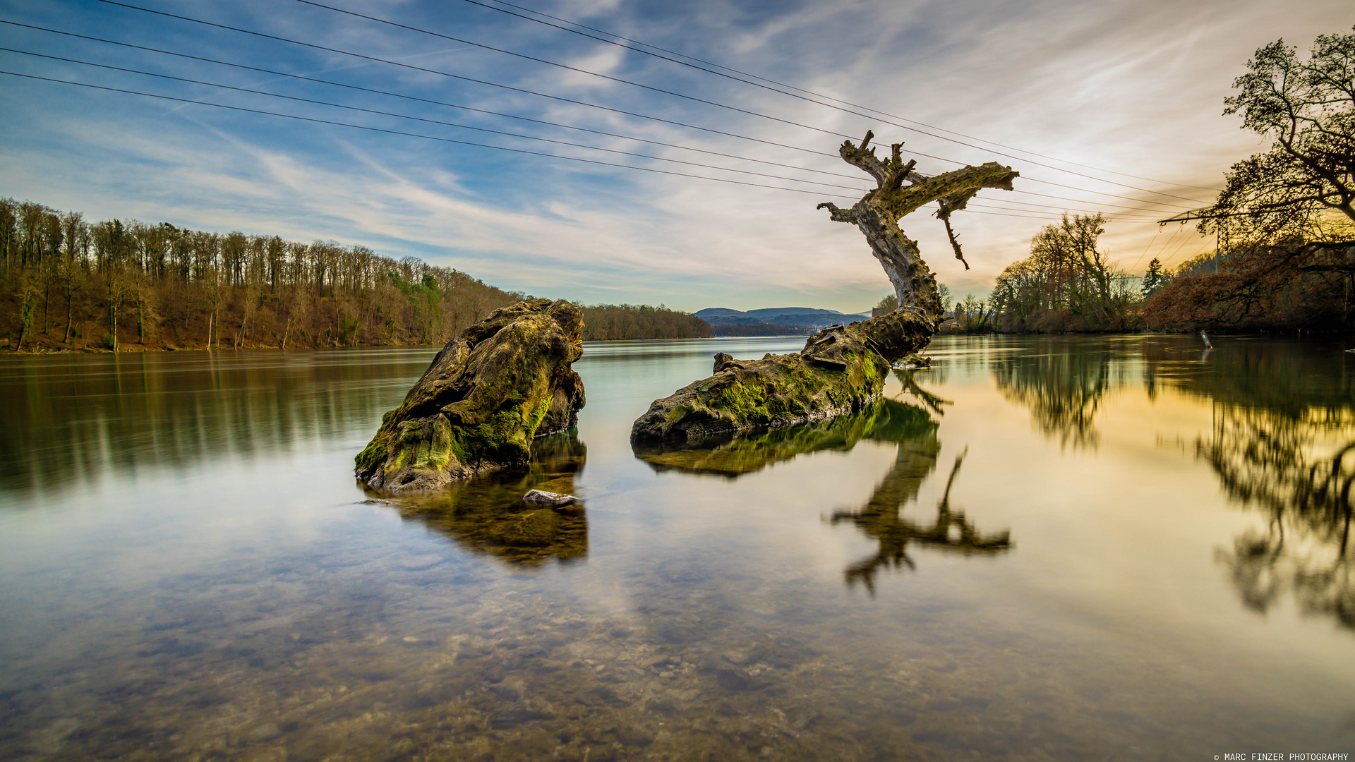 Abends am Rhein zwischen Schwörstadt und Rheinfelden 