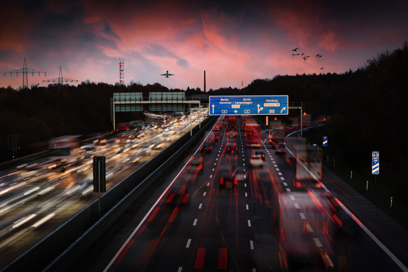 Abends auf der A2