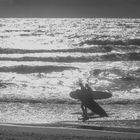 Abends, die Surfer