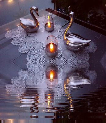 Abends gehen die Lampen an