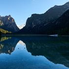 Abendsonne am Toblacher See, Blick über den See ins Höhlensteintal. Bin wieder da...