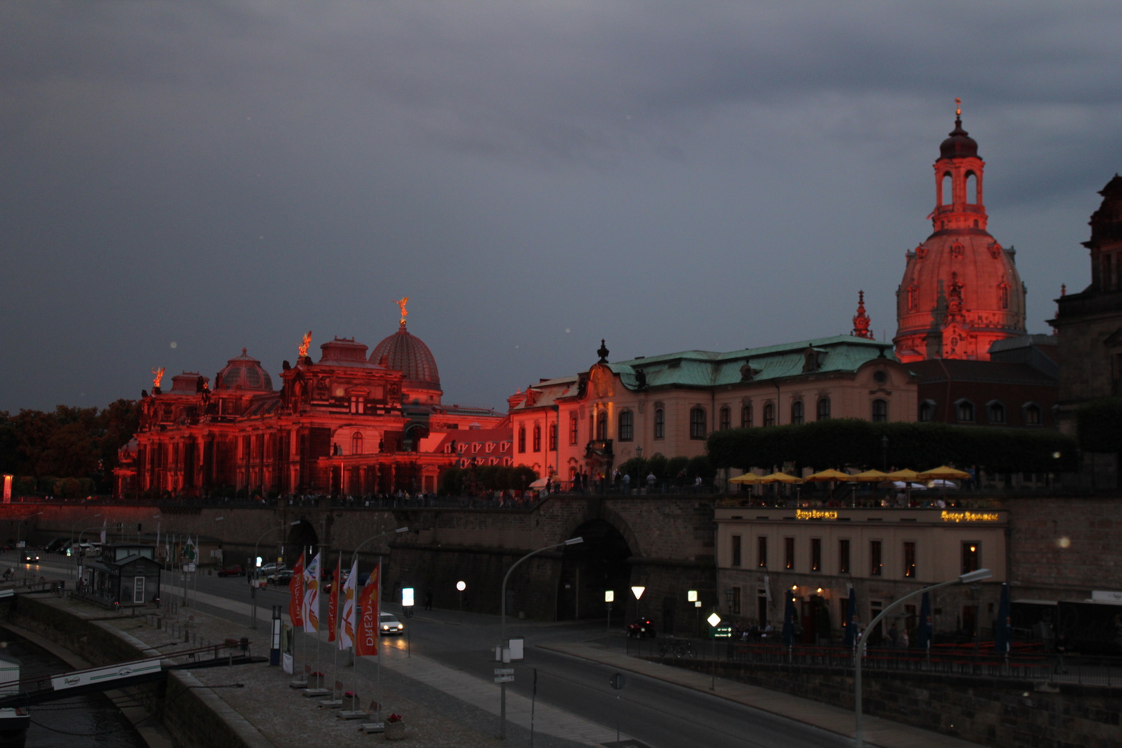 Abendsonne an den Brühlschen Terrassen in Dresden