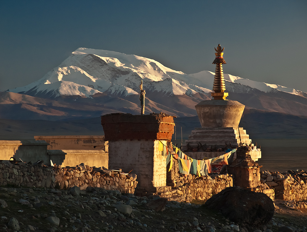 Abendsonne über den Himalaya Gipfeln von Guust Flater 