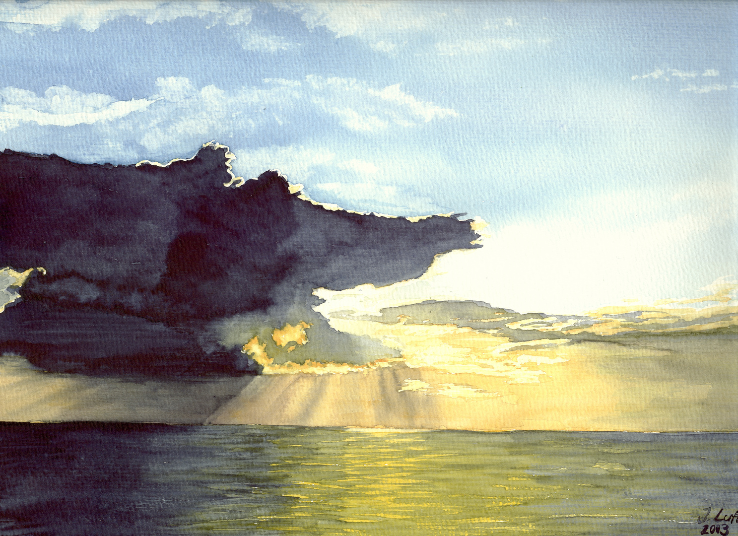 Abendsonne über der Ostsee - Aquarell 2003 ca. 24x32cm