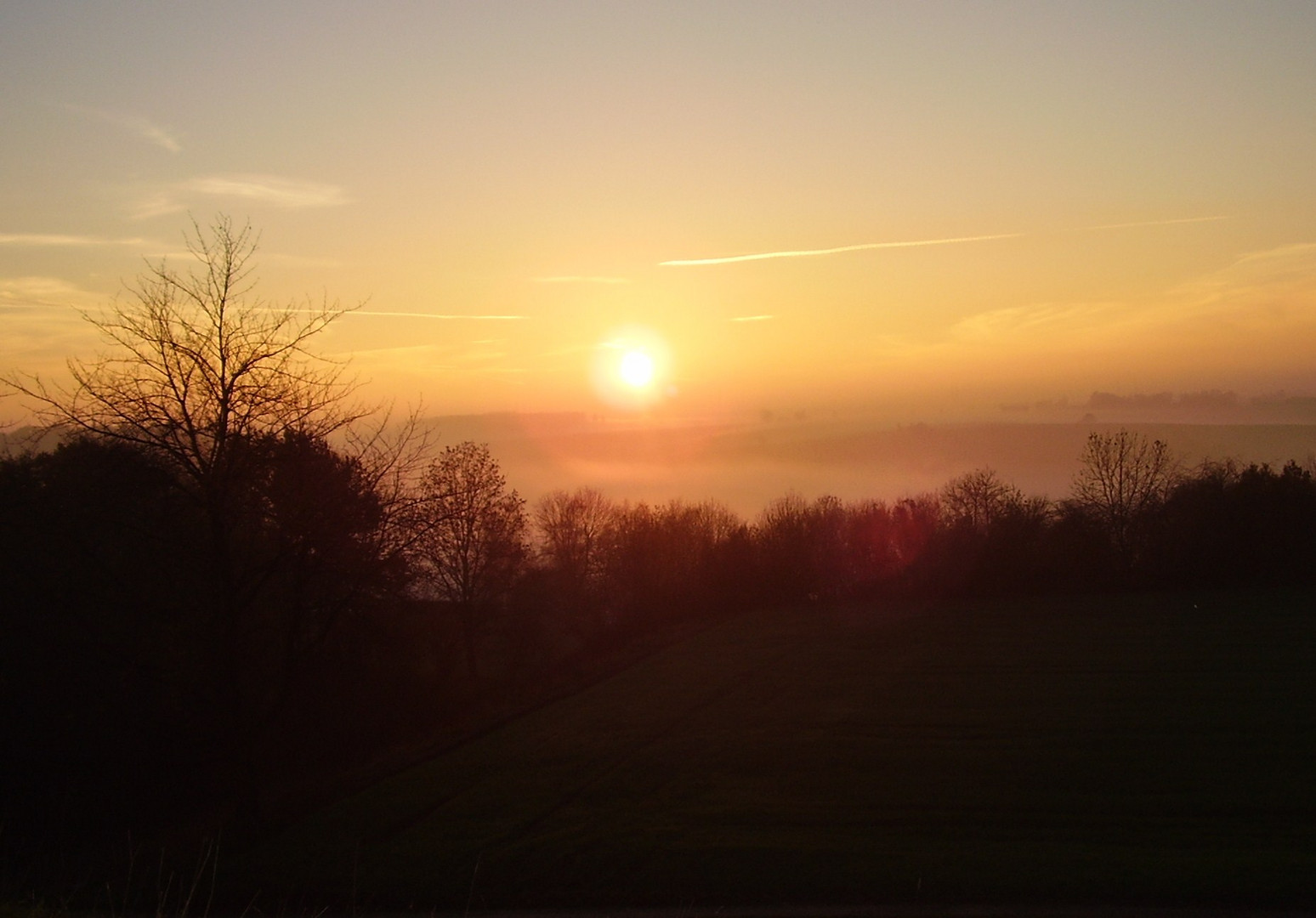 Abendsonne versinkt im Nebel