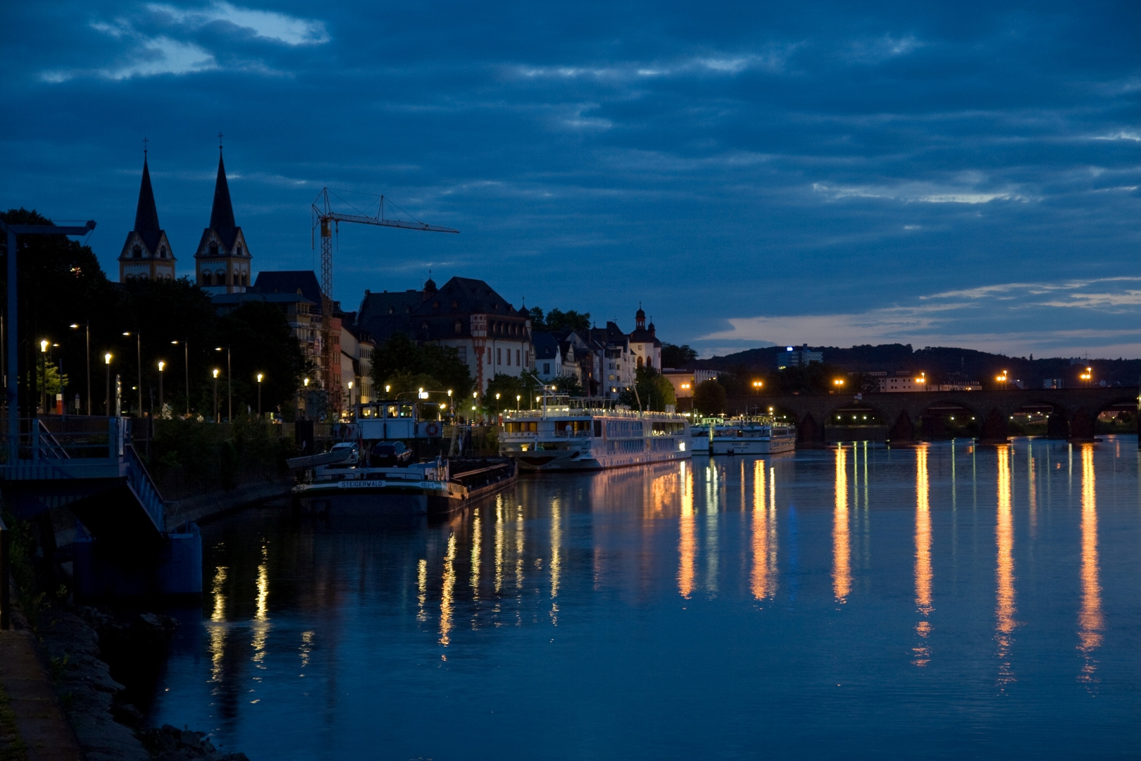 Abendstimmung am Deutschen Eck - Blick auf die Mosel