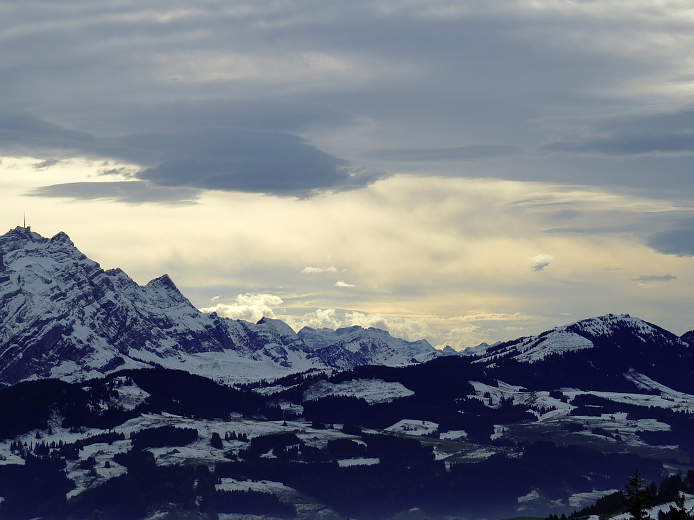 Abendstimmung am Gäbris, Appenzeller Alpen, Schweiz