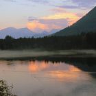 Abendstimmung am Hintersee mit Blick auf Kehlstein, Watzmannmassiv und Hohen Göll