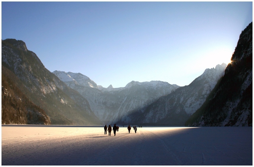 Abendstimmung am zugefrorenen Königssee