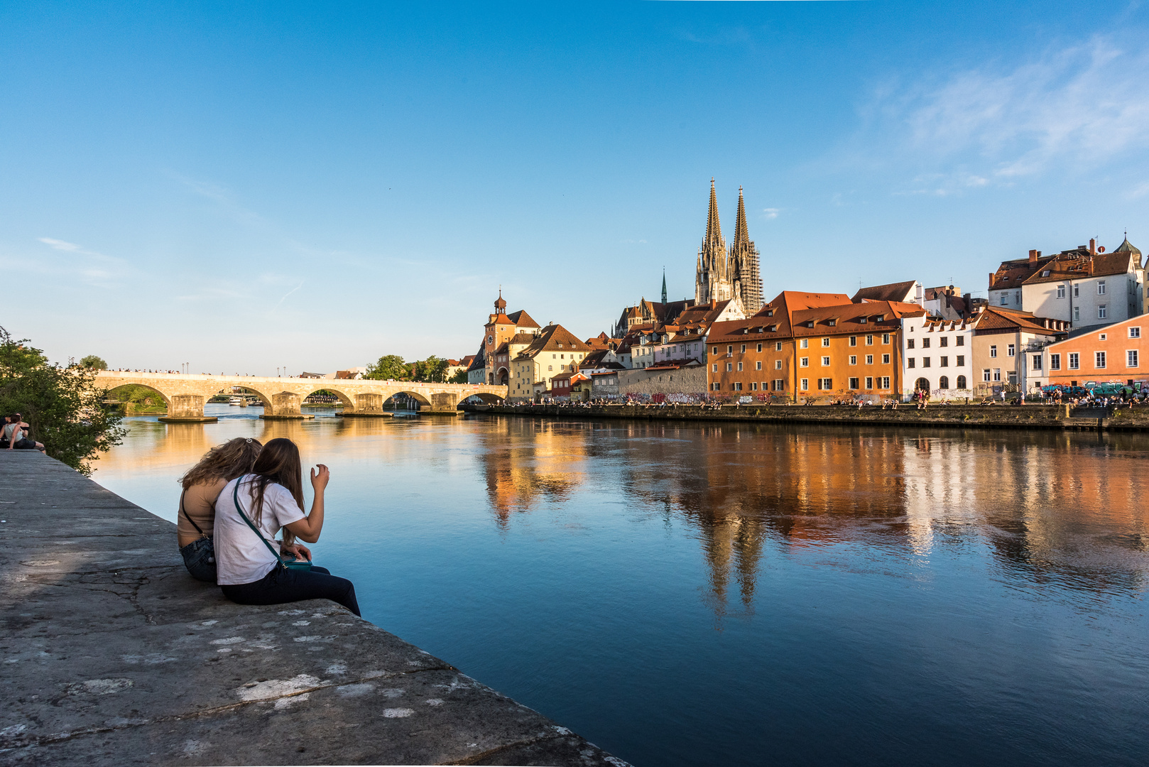 Abendstimmung an der Donau in Regensburg 