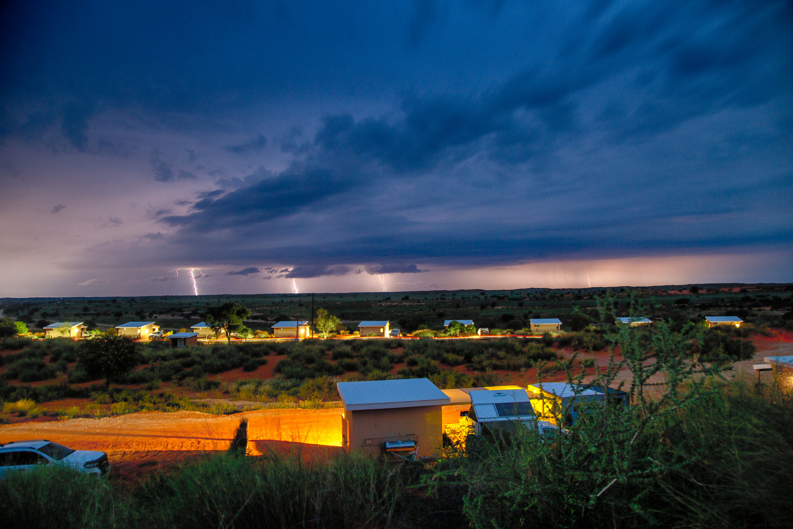 Abendstimmung an der  Kgalagadi Lodge