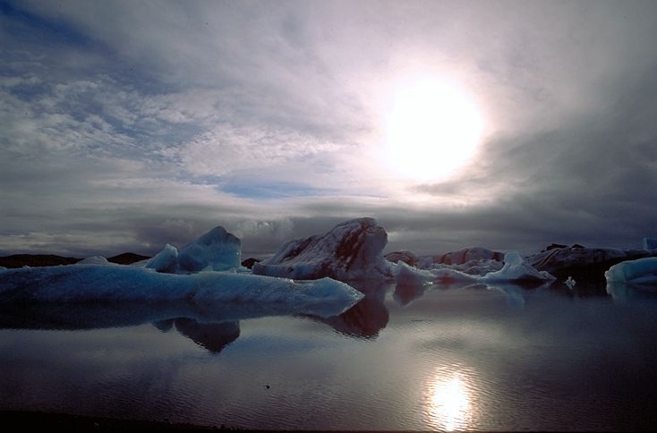 Abendstimmung an einem Gletschersee in Südisland