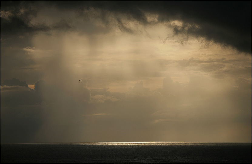 Abendstimmung, Blick zur Anse Takamaka