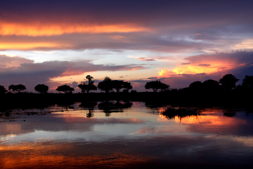 Abendstimmung im Okavango-Delta, Botswana