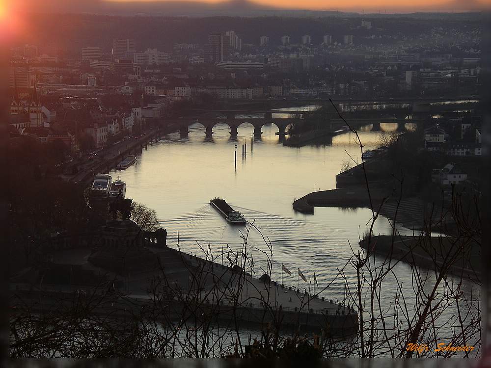 Abendstimmung in Koblenz am Deutschen Eck