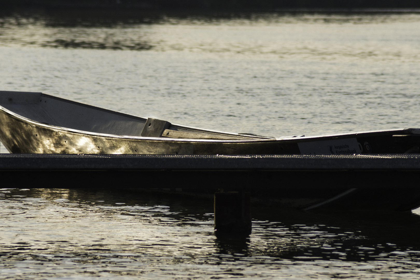 Abendstimmung mit Weidling am Rhein