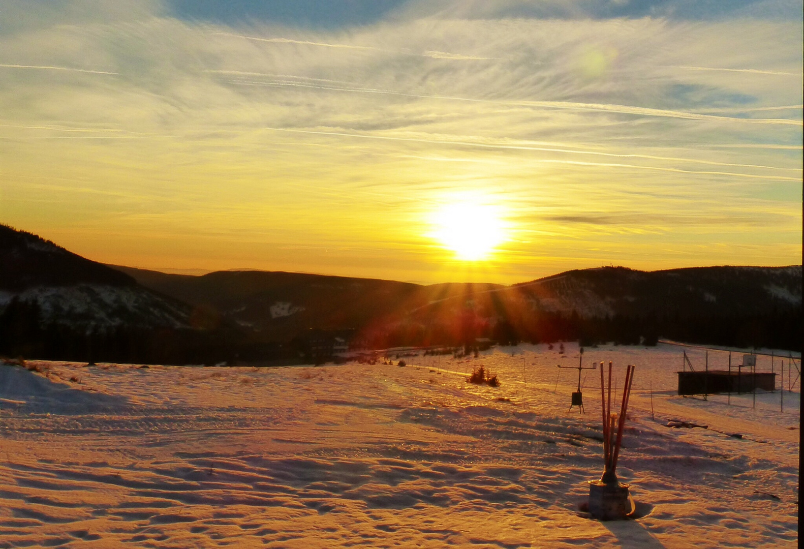 Abendstimmung vor der Spindlerbaude im Riesengebirge