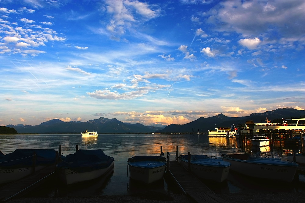 Abendwolken am Hafen Stock/Prien am Chiemsee