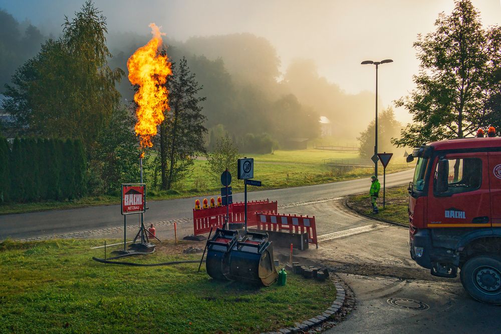 Abfackelung Erdgasleitung