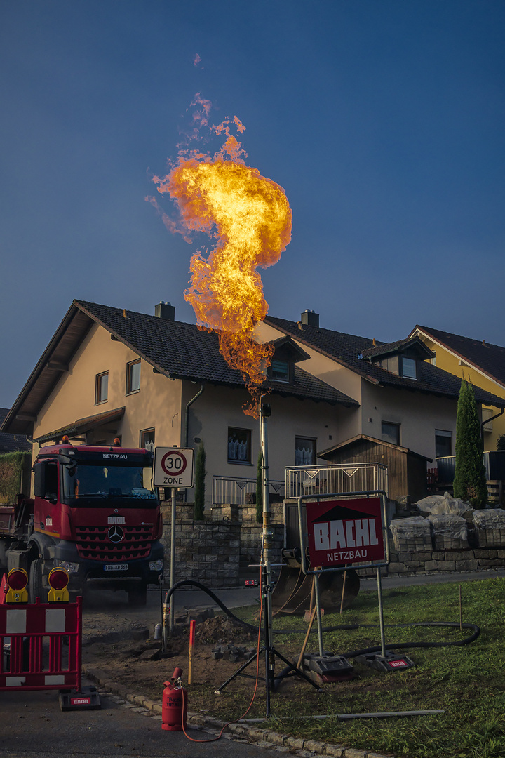 Abfackelung Erdgasleitung