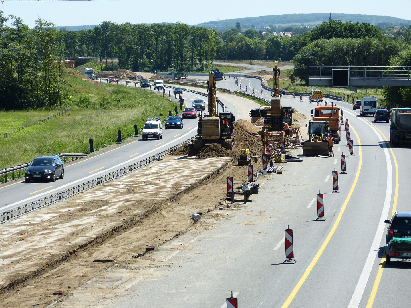 Abfahrt der südlichen A 30 Fahrstrecke die als Ersatz für den Brückenbau gebraucht wird