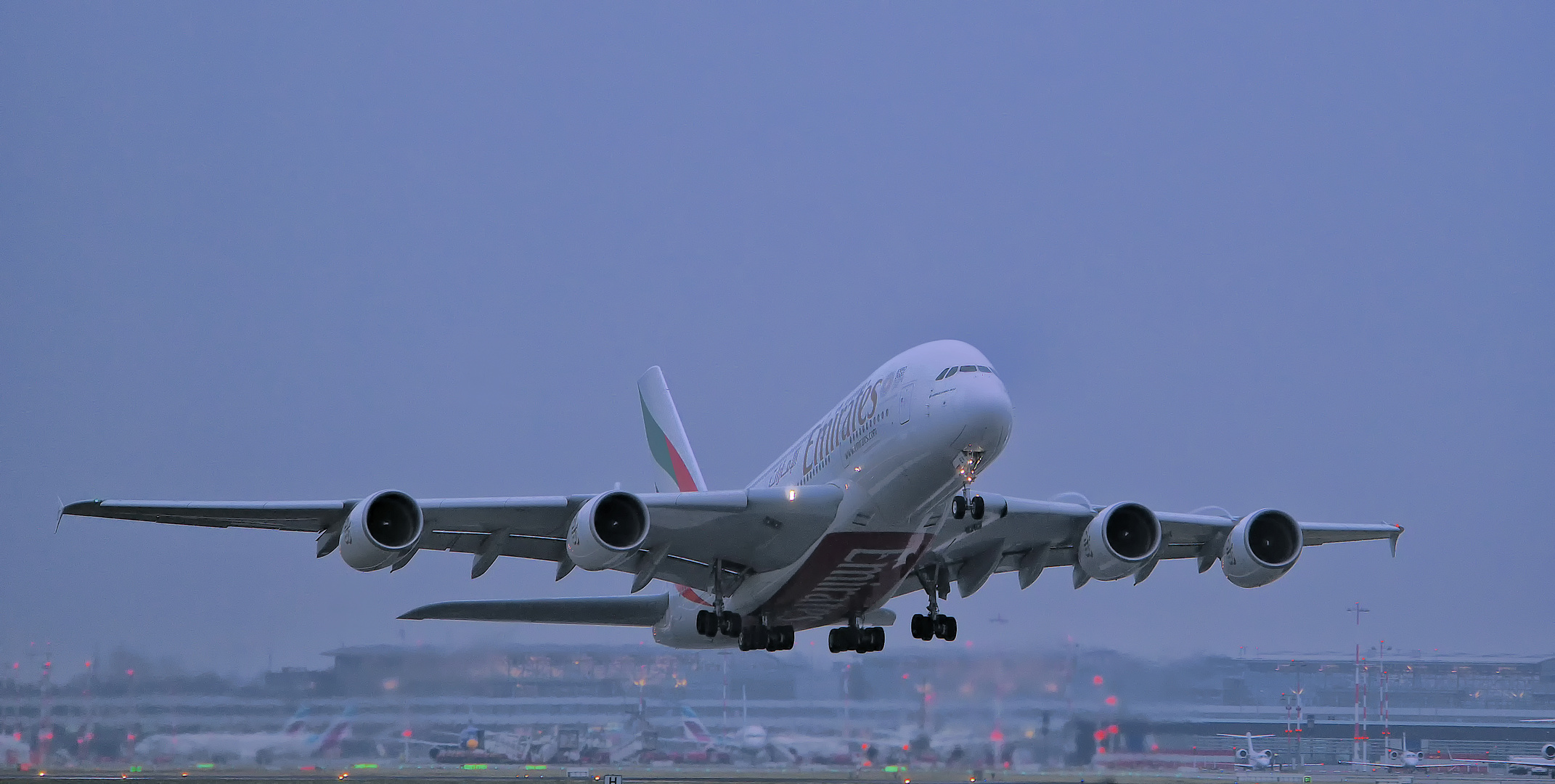 Abflug im Regen 