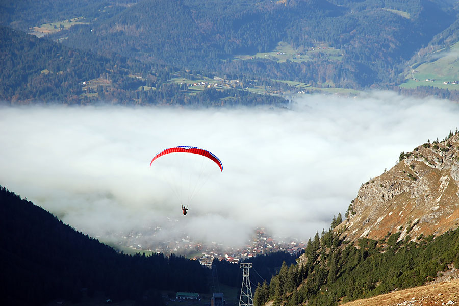 Abflug in den Oberstdorfer Nebel