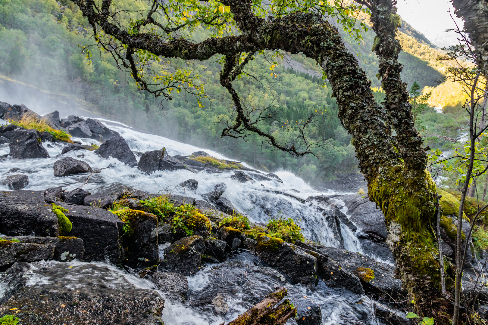 Abfluss des da drüber liegenden Nyastolfossen in Husedalen