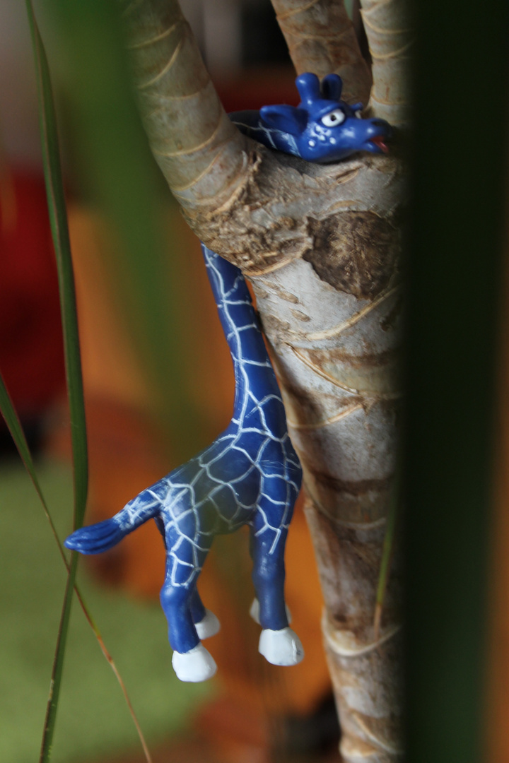 abhängen - blaue Giraffe