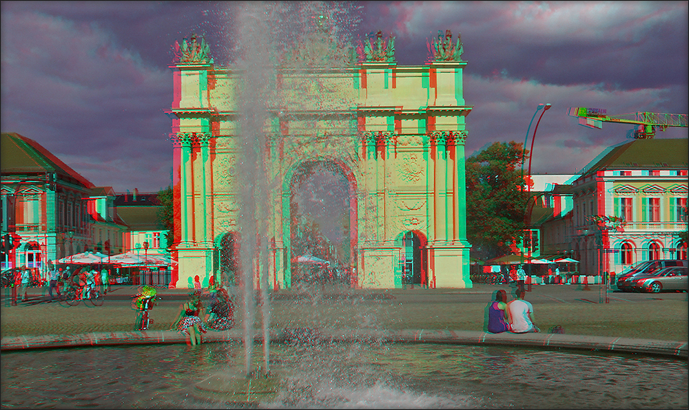 Abkühlung am Brandenburger Tor (3D)