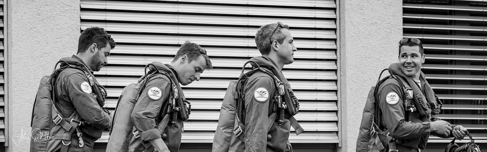 "...about to board the jets... pilots of the Patrouille Suisse..."