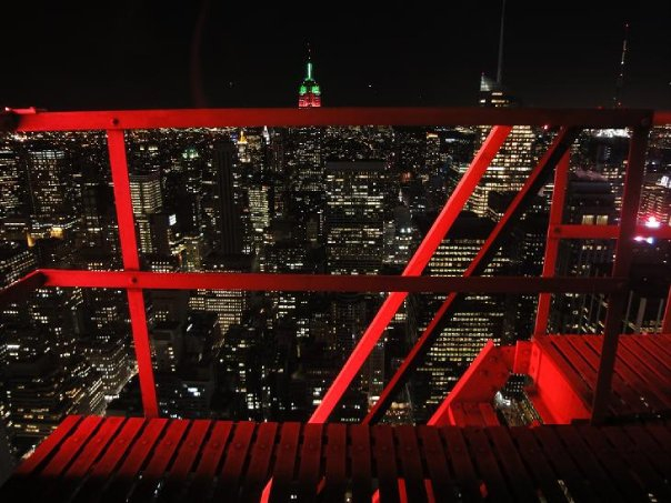 above the rooftops of New York