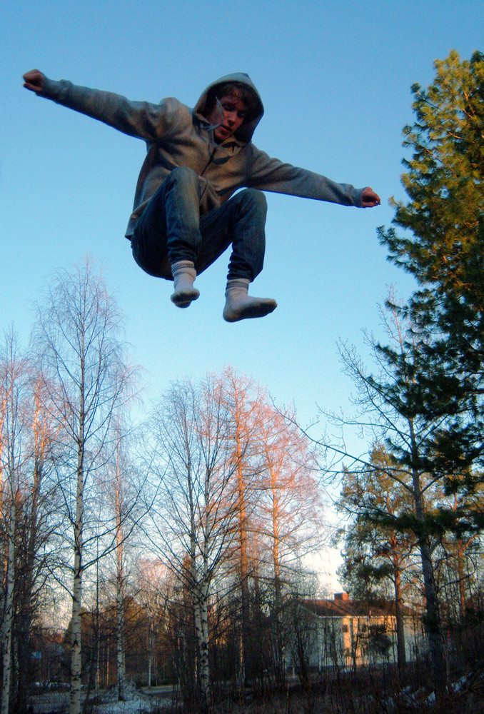 Above the trees.