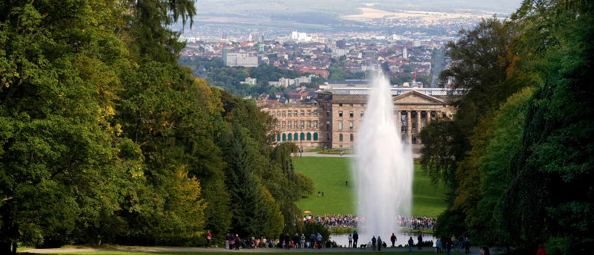 Abschluss der Wasserspiele vor dem Schloss Wilhelmshöhe