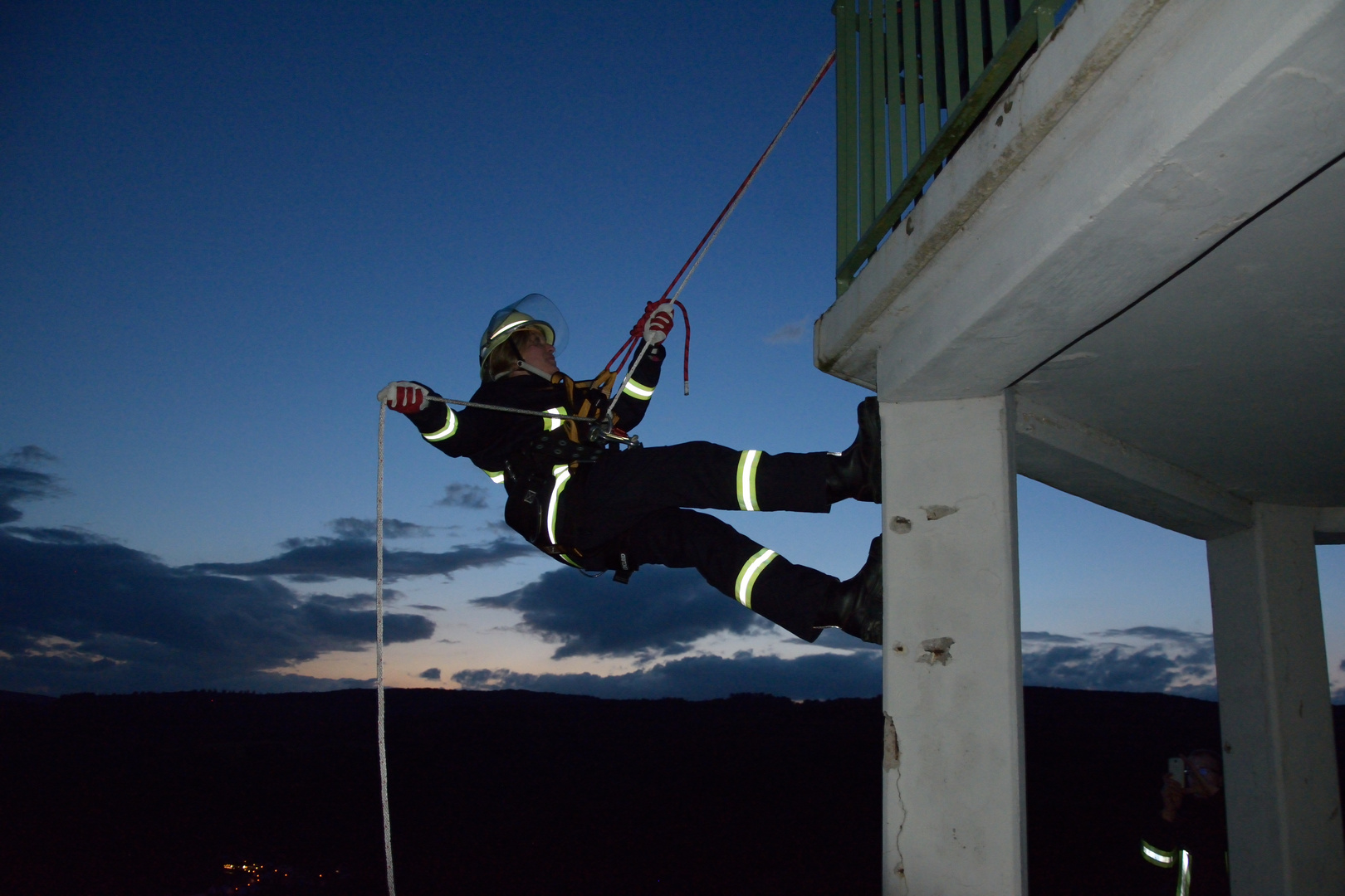 Abseilübung bei der Feuerwehr