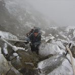 Abstieg im Schneesturm