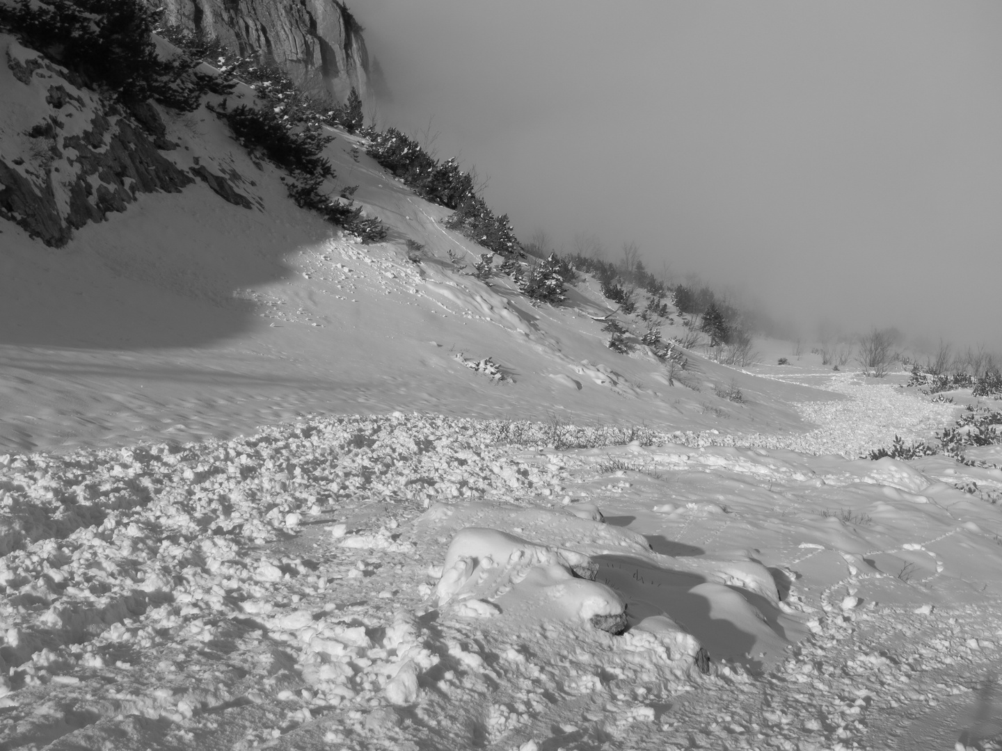 Abstieg in den Nebel