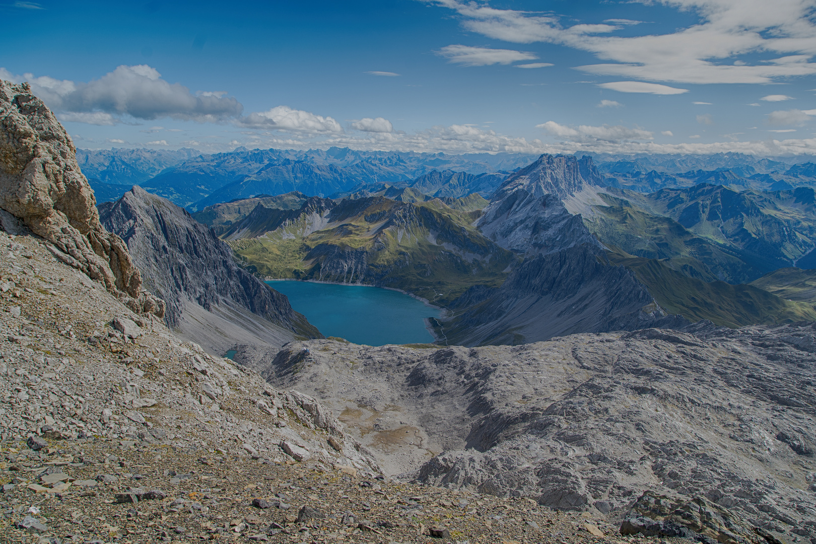 Abstieg von der Schesaplana - Blick auf den Lünersee